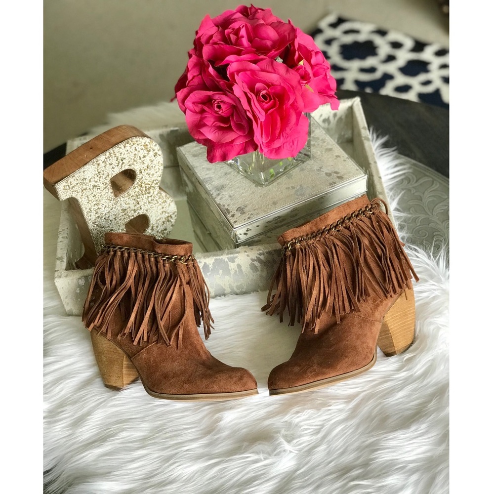 Not Rated Fringe Heeled Booties